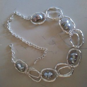 Large Gray Baroque Freshwater Choker Necklace